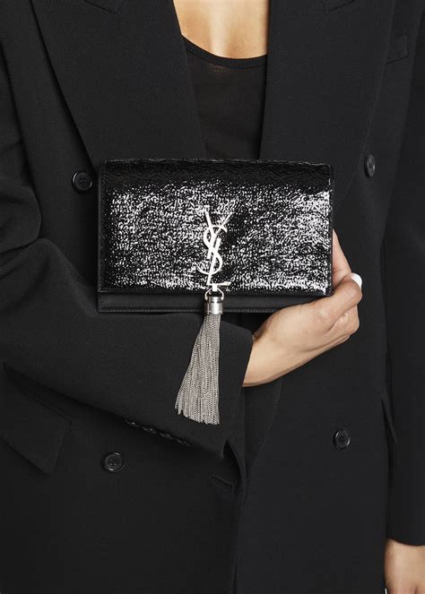 Saint Laurent Kate Mini Tassel YSL Wallet on Chain in Sequins